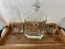 Load image into Gallery viewer, Decanter &amp; set of 4 glasses. Custom engraved.
