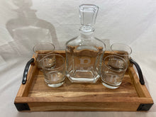 Load image into Gallery viewer, Decanter &amp; set of 4 glasses. Custom engraved.
