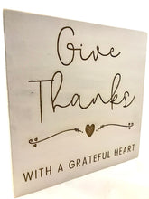 Load image into Gallery viewer, Give Thanks quote custom home decor wall hanging, 8&quot; x 8&quot;
