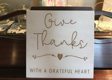 Load image into Gallery viewer, Give Thanks quote custom home decor wall hanging, 8&quot; x 8&quot;
