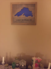 Load image into Gallery viewer, Lake Superior map custom home decor wall hanging, 14&quot; x 11&quot;
