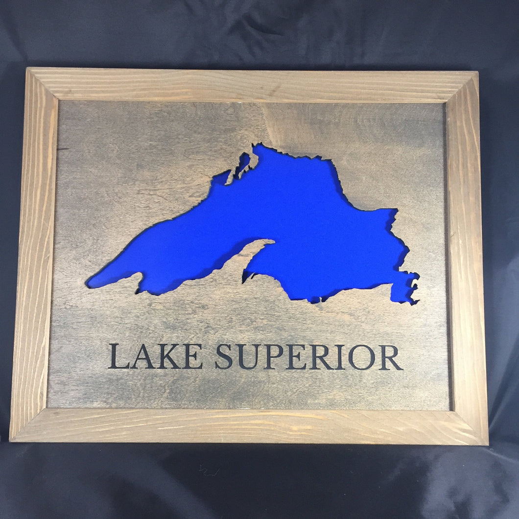 Lake Superior map custom home decor wall hanging, 14